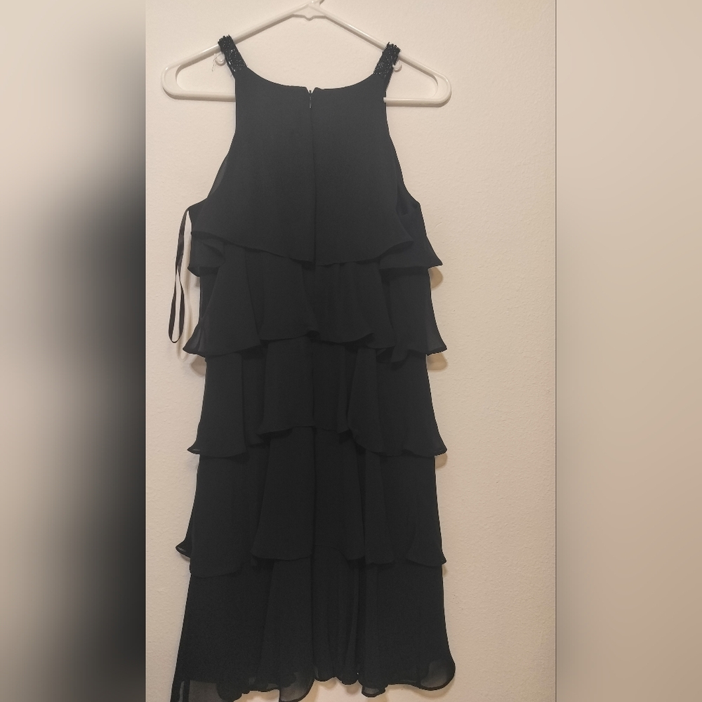 dressbarn Black Ruffled Tiered Halter Sundress. Size 10 For Women